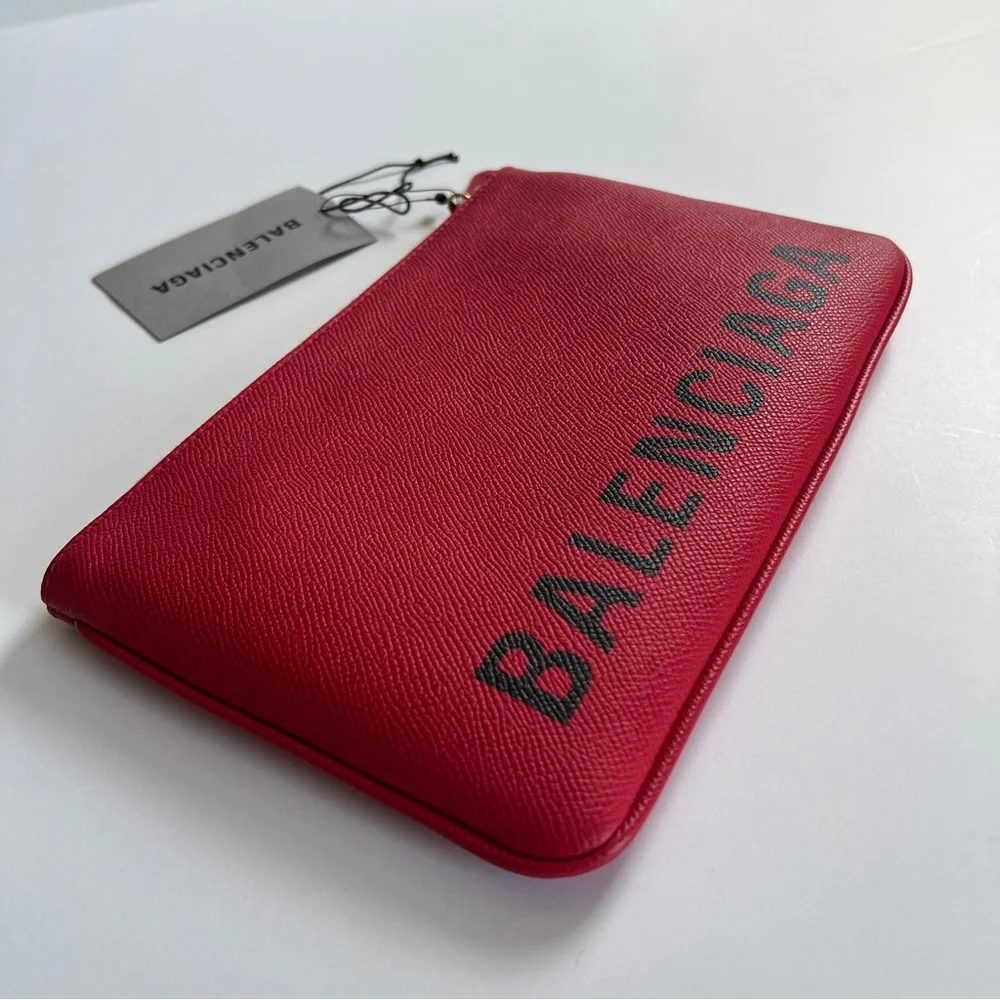 Balenciaga Medium Ville Pouch Clutch – Red – NWOT – 100% Authentic